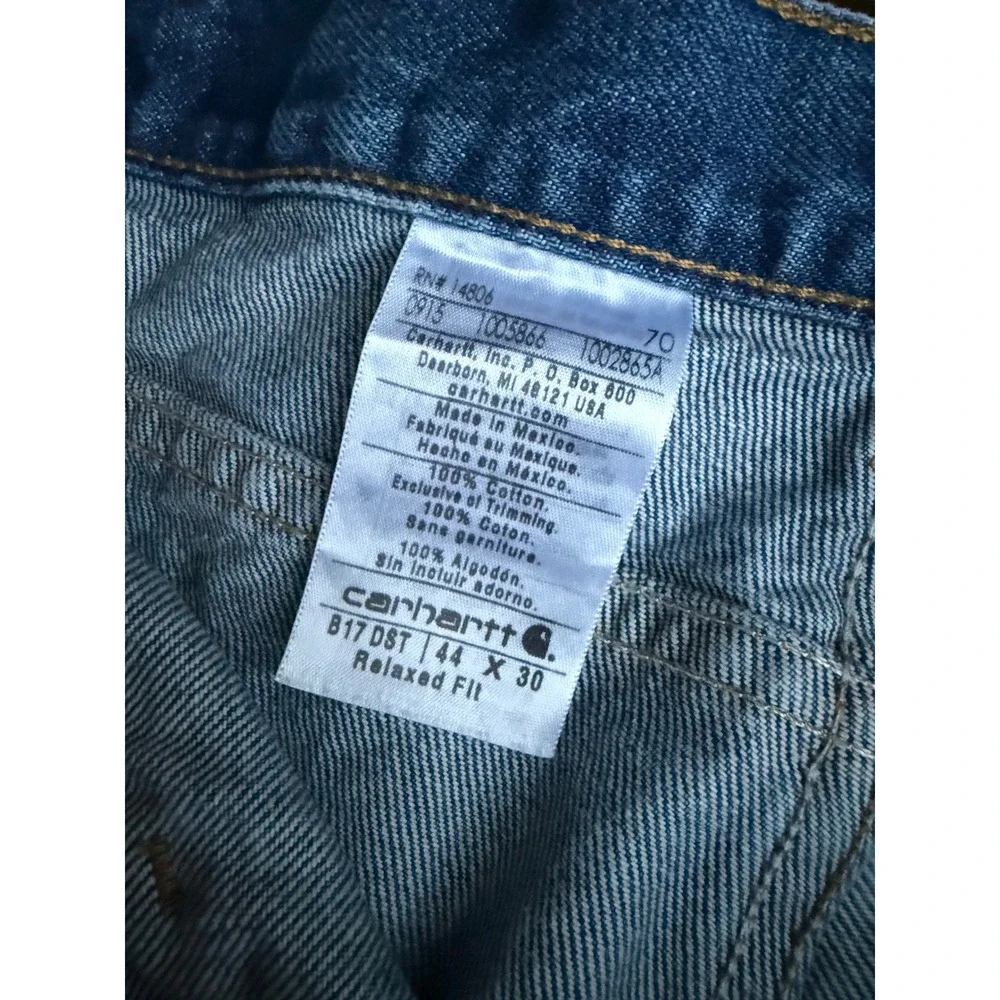 Carhartt B17 DST Relaxed‎ Fit Tapered Leg Jeans Mens 44x30 Dark Stone Blue Denim